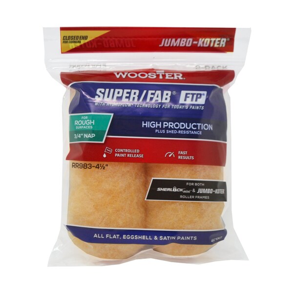 Wooster Super/Fab FTP Knit 4 1/2 in. W X 3/4 in. Jumbo Paint Roller Cover 2 pk RR983-4 1/2 - main